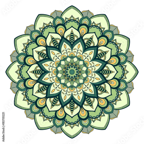 Ethnic ornamental mandala. Decorative design element. Hand drawn vector illustration