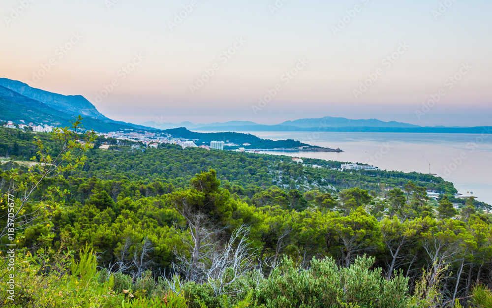 Amazing colorful sunset on the Adriatic sea in Riviera Makarska, Croatia Amazing colorful sunset on the Adriatic sea in Riviera Makarska, Croatia
