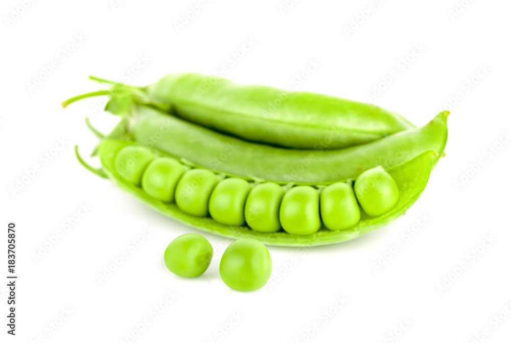 fresh green peas isolated on a white background fresh green peas isolated on a white background