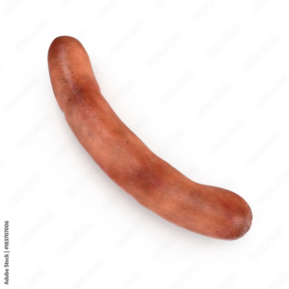 Grilled sausage isolated on white. 3D illustration