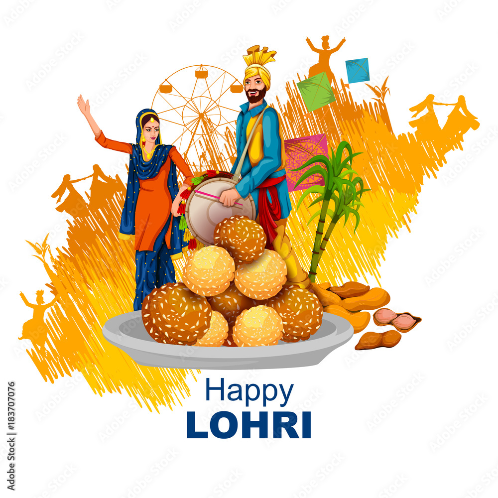 Fototapeta premium Happy Lohri festival of Punjab India background