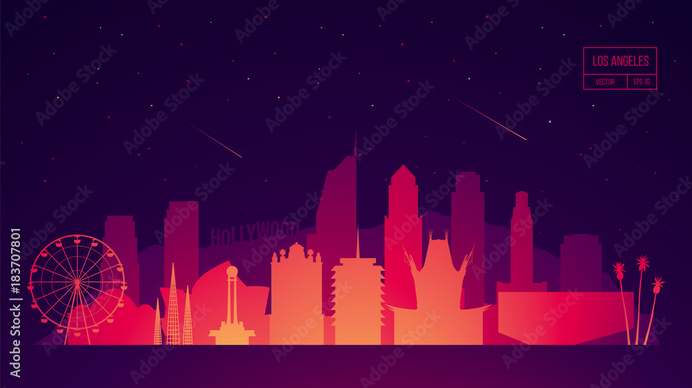 Los Angeles skyline buildings vector illustration