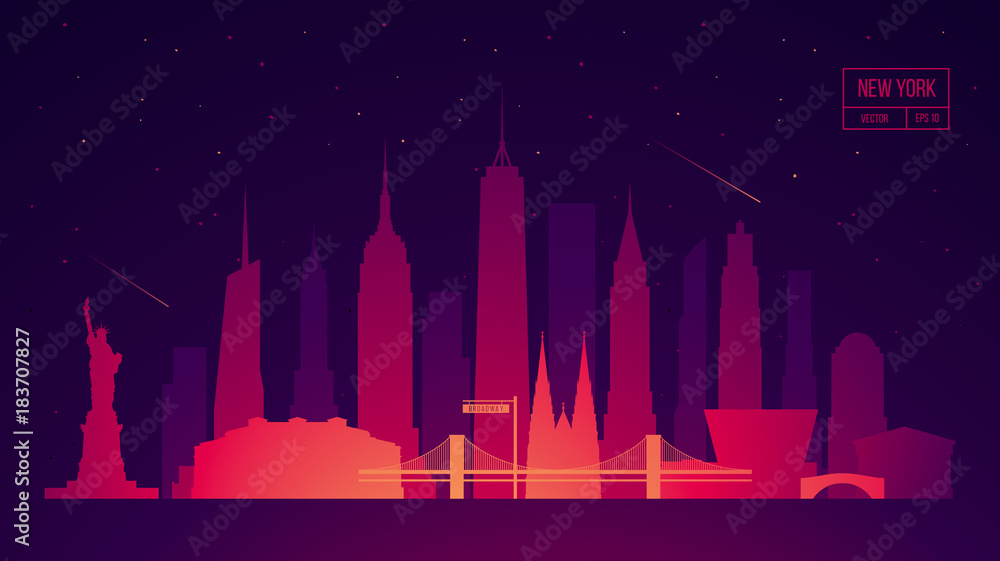 New York skyline building vector illustration city Stock Vector | Adobe ...