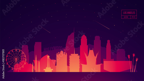 Los Angeles skyline buildings vector illustration