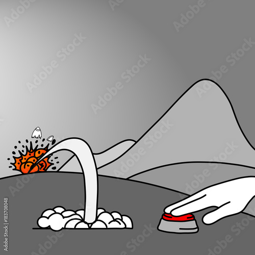 Startup failure and crash rocket sign vector illustration doodle sketch hand drawn with black lines isolated on gray background. Business concept.