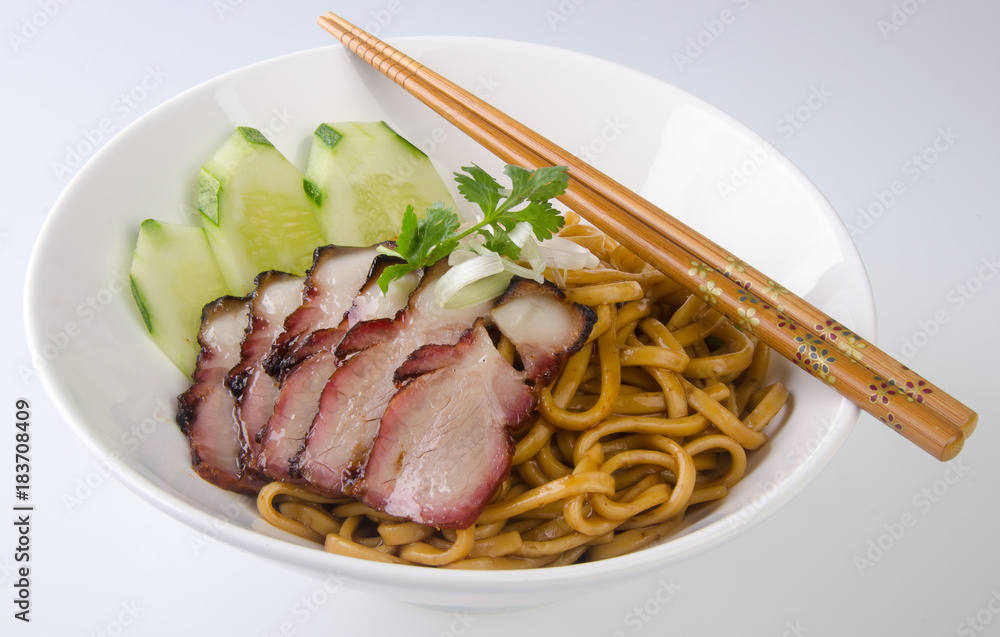 pork noodle. BBQ pork noodle bowl