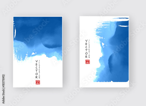 Elegant brochure template design ink brush element