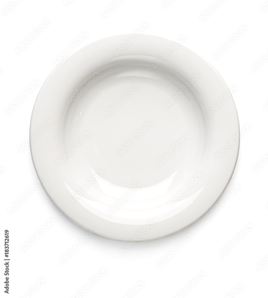 White dessert plate on a white background. View from above. Isolated.. White dessert plate on a white background. View from above. Isolated..