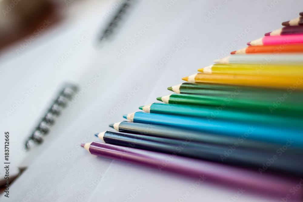 Fototapeta premium Сolored pencils on a white background