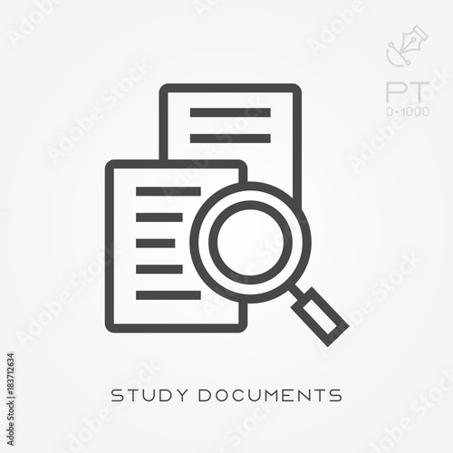 Line icon study documents