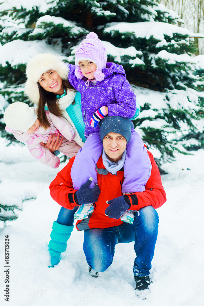 family in winter