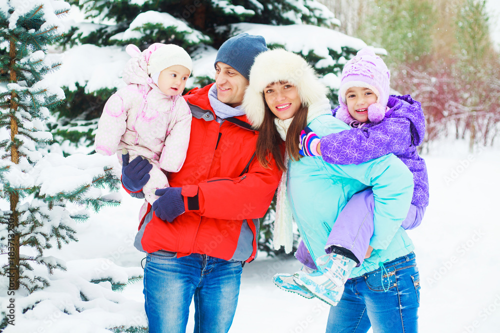 family in winter