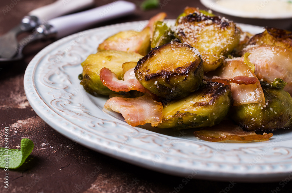 Fried Brussels sprouts with bacon Fried Brussels sprouts with bacon