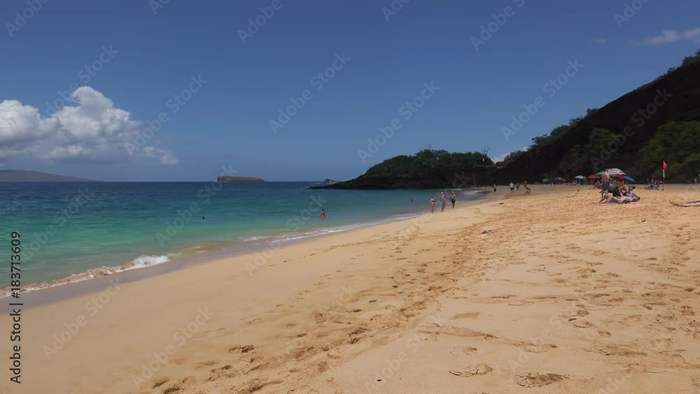 Vacationers at the Makena Beach State Park (Big Beach). Maui, Hawaii, USA Vacationers at the Makena Beach State Park (Big Beach). Maui, Hawaii, USA