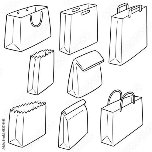 vector set of paper bag