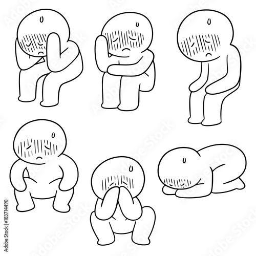 vector set of sad people