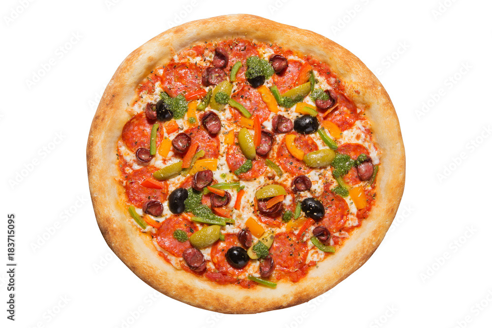 Italian pizza on white background isolated