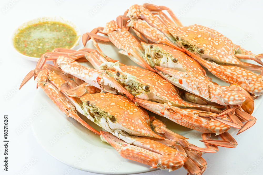 Steamed crab with thai spicy dipping sauce Steamed crab with thai spicy dipping sauce