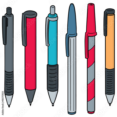 vector set of pen and mechanical pencil