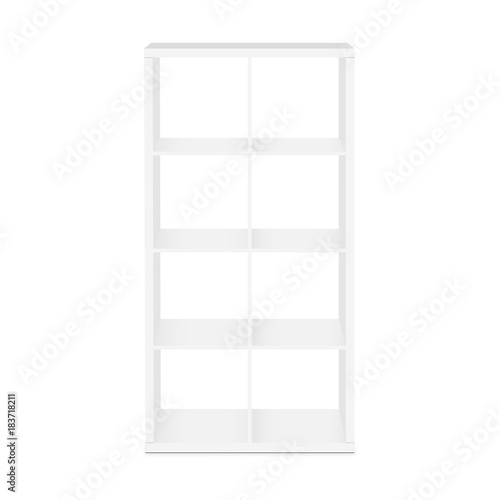Shelves, shelving for storage - front view. Vector illustration