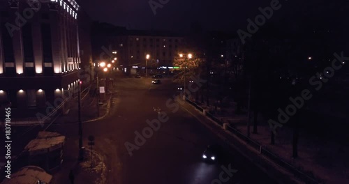 Wallpaper Mural Night drift car nissan in the Russian city. Aerial front view Torontodigital.ca