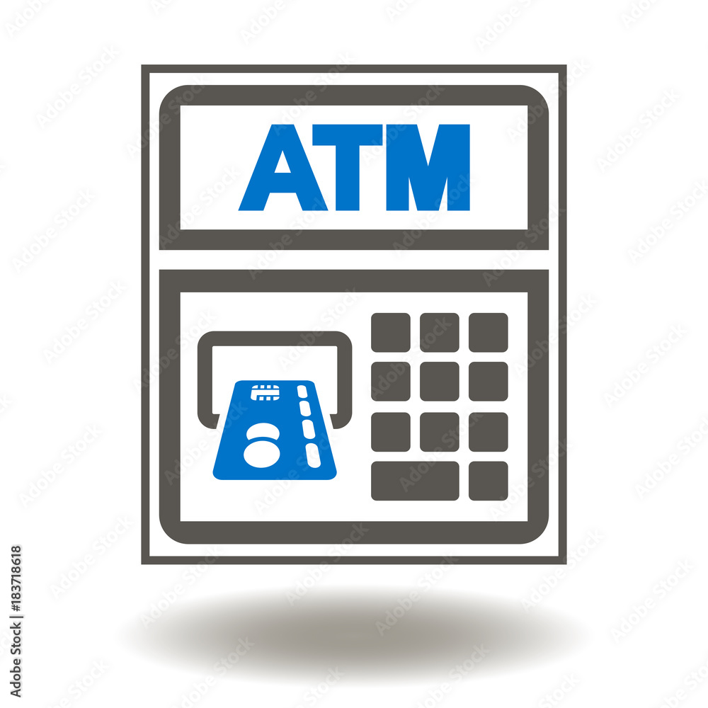 ATM - Automated Teller Machine Icon Vector. Money Automat Illustration.  Bankomat Credit Card Logo Symbol. Stock-Vektorgrafik