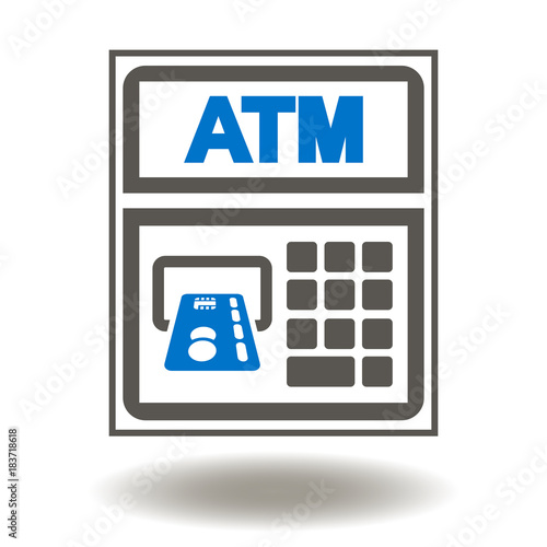 ATM -  Automated Teller Machine Icon Vector. Money Automat Illustration. Bankomat Credit Card Logo Symbol.