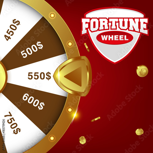 Realistic 3d spinning fortune wheel. Lucky roulette