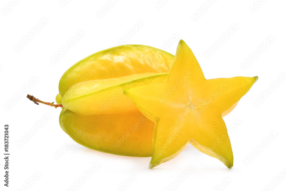 Fototapeta premium whole and slice of star apple fruit isolated on white background