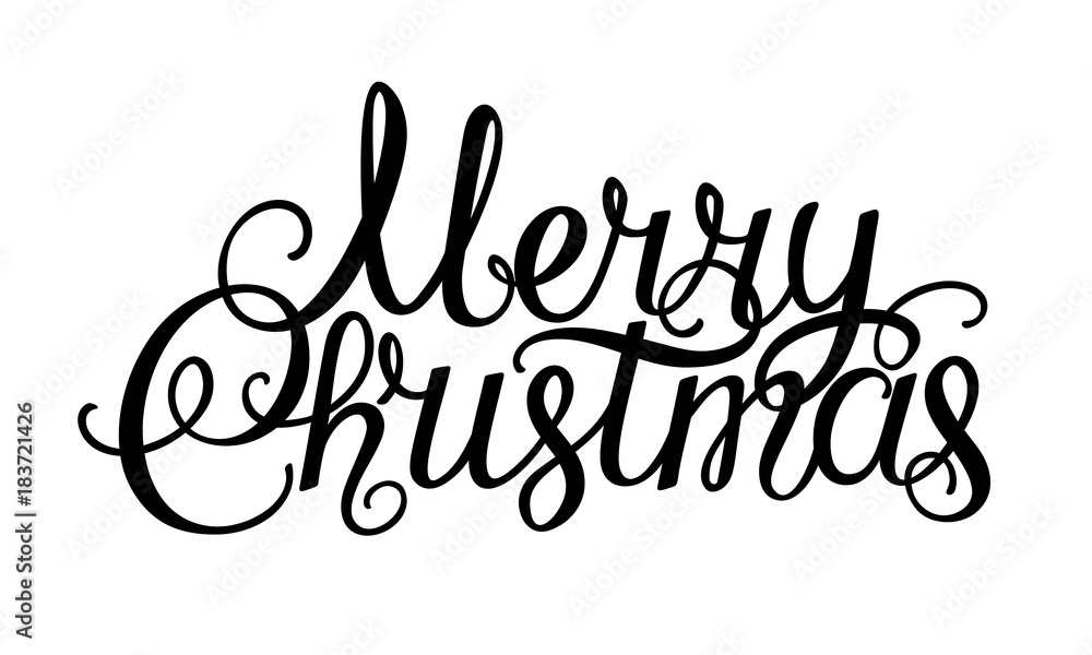 Merry Christmas vector handwriting lettering for design isolated on white background Merry Christmas vector handwriting lettering for design isolated on white background