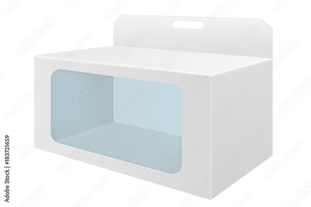 White cardboard box with transparent window White cardboard box with transparent window