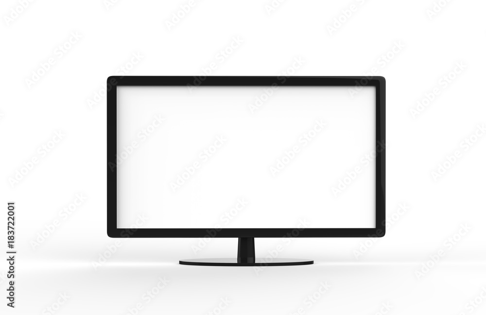 Modern Monitor Screen, TV On Isolated White Background, 3D Illustration Modern Monitor Screen, TV On Isolated White Background, 3D Illustration