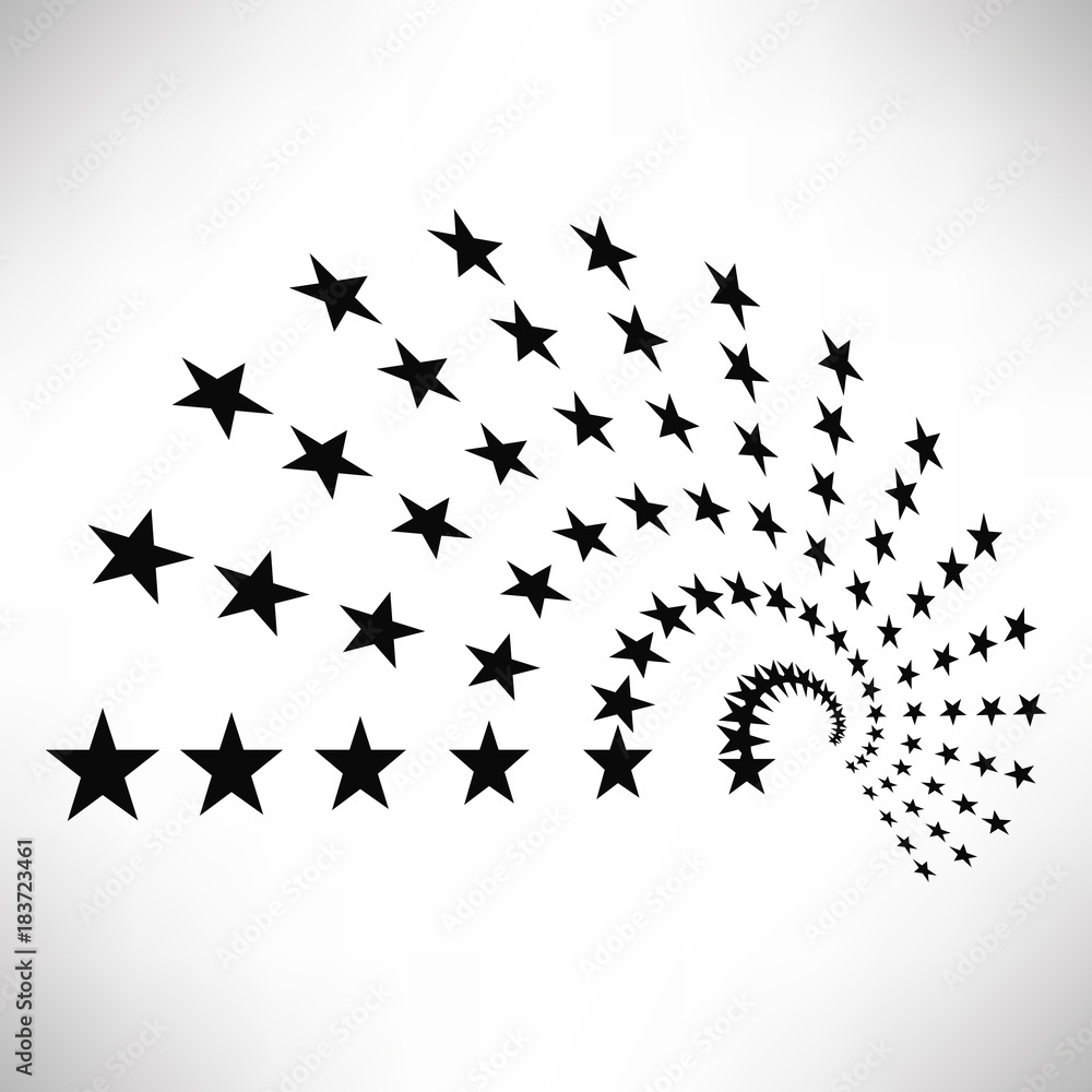 Obraz premium Star round elements, halftone rays isolated on white background. Black logo. Geometric shapes. Vector illustration.