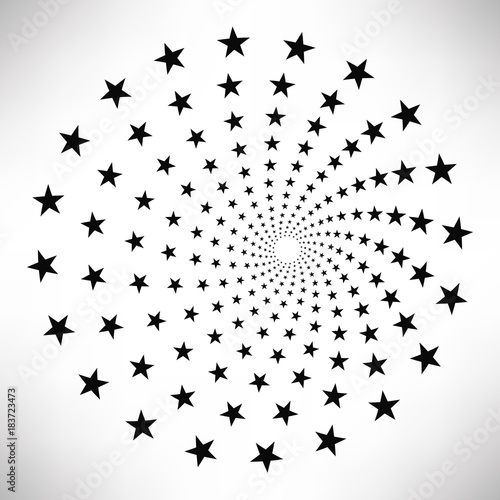 Star round elements  halftone rays isolated on white background. Black logo. Geometric shapes. Vector illustration.