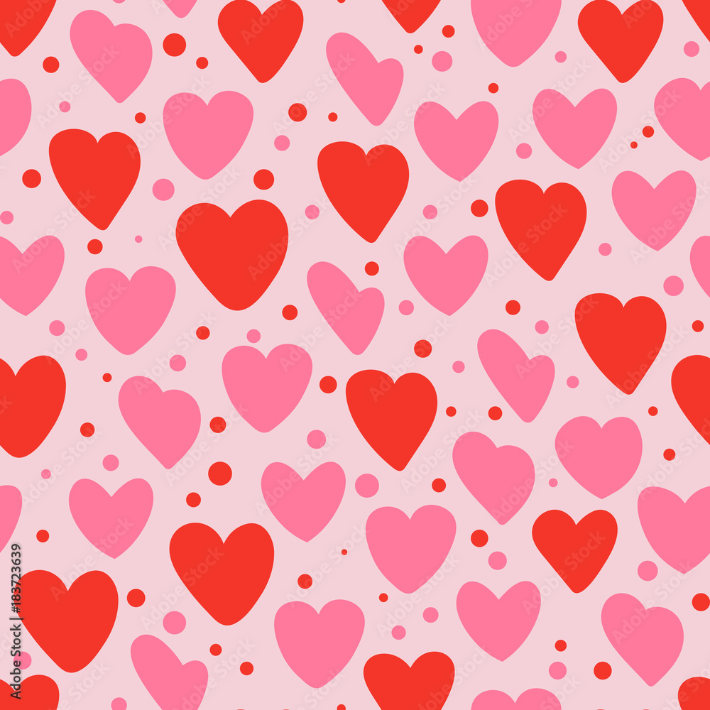 Cute seamless pattern with hearts. Vector illustration.