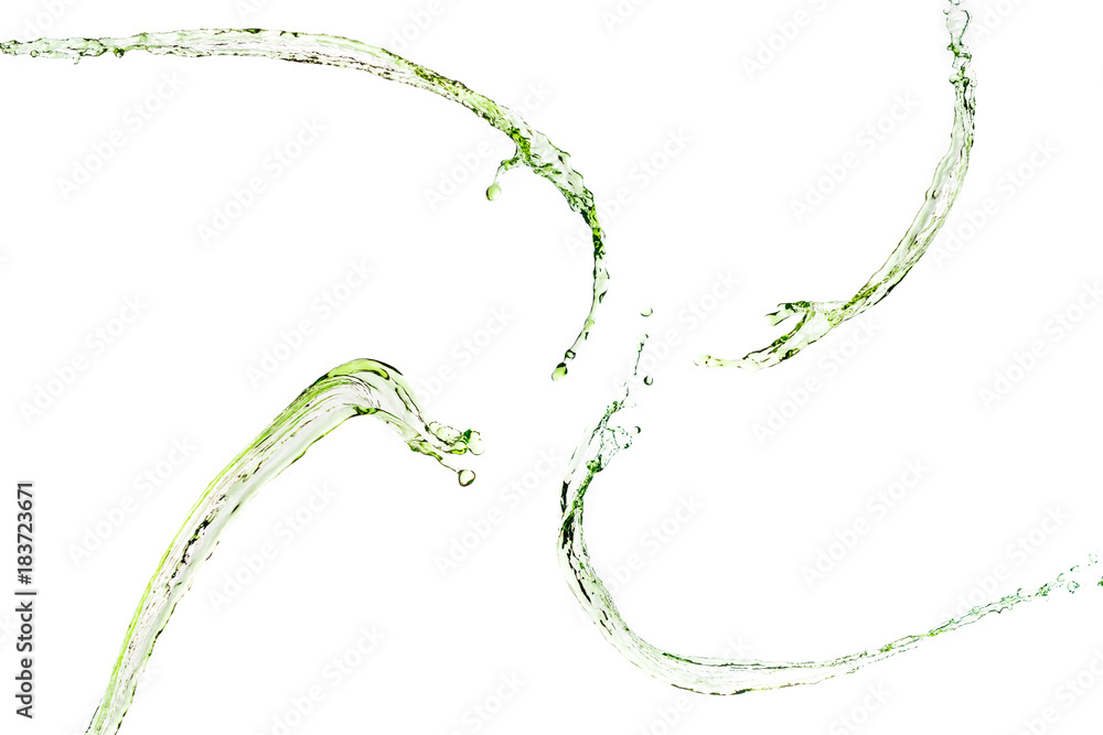 Fototapeta premium green water splashes isolated on white