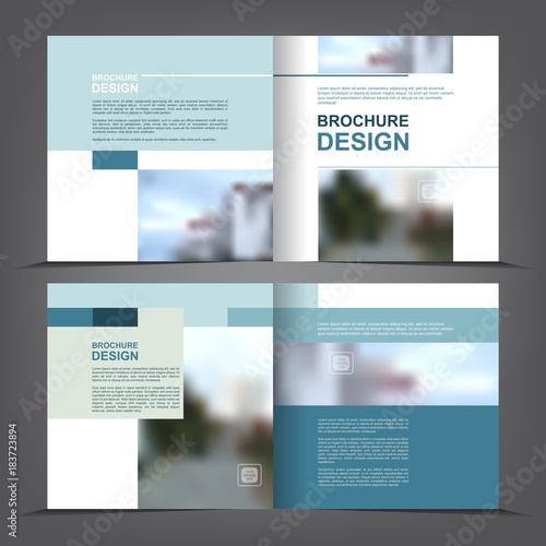 Vector empty bi-fold brochure print template design, newsletter booklet layout