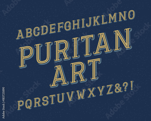 Obraz na plátně Puritan Art typeface. Retro font. Isolated english alphabet.