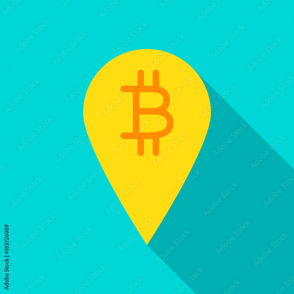 Bitcoin Pin Flat Icon