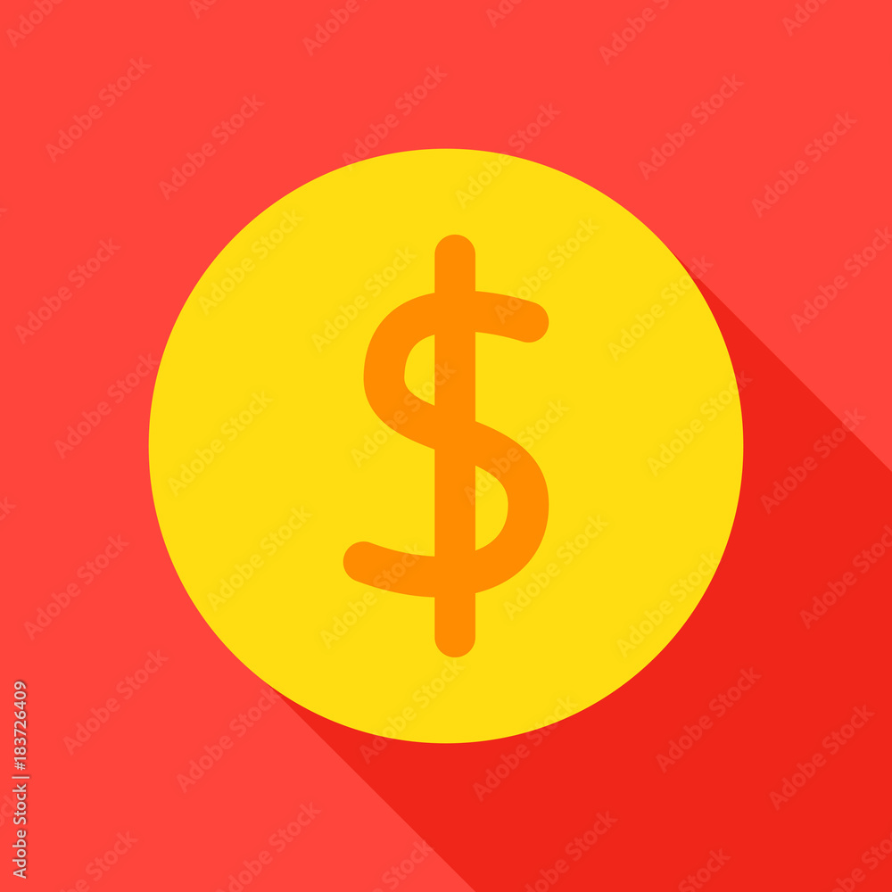 Fototapeta premium Dollar Coin Flat Icon