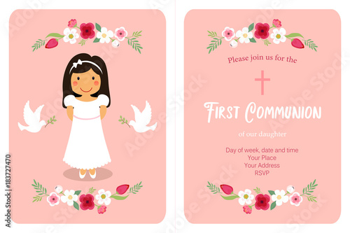 Cute First Communion card for girls
