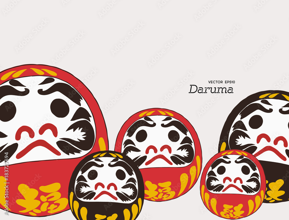 Daruma doll is a talisman for Japanese , sketch vector.
