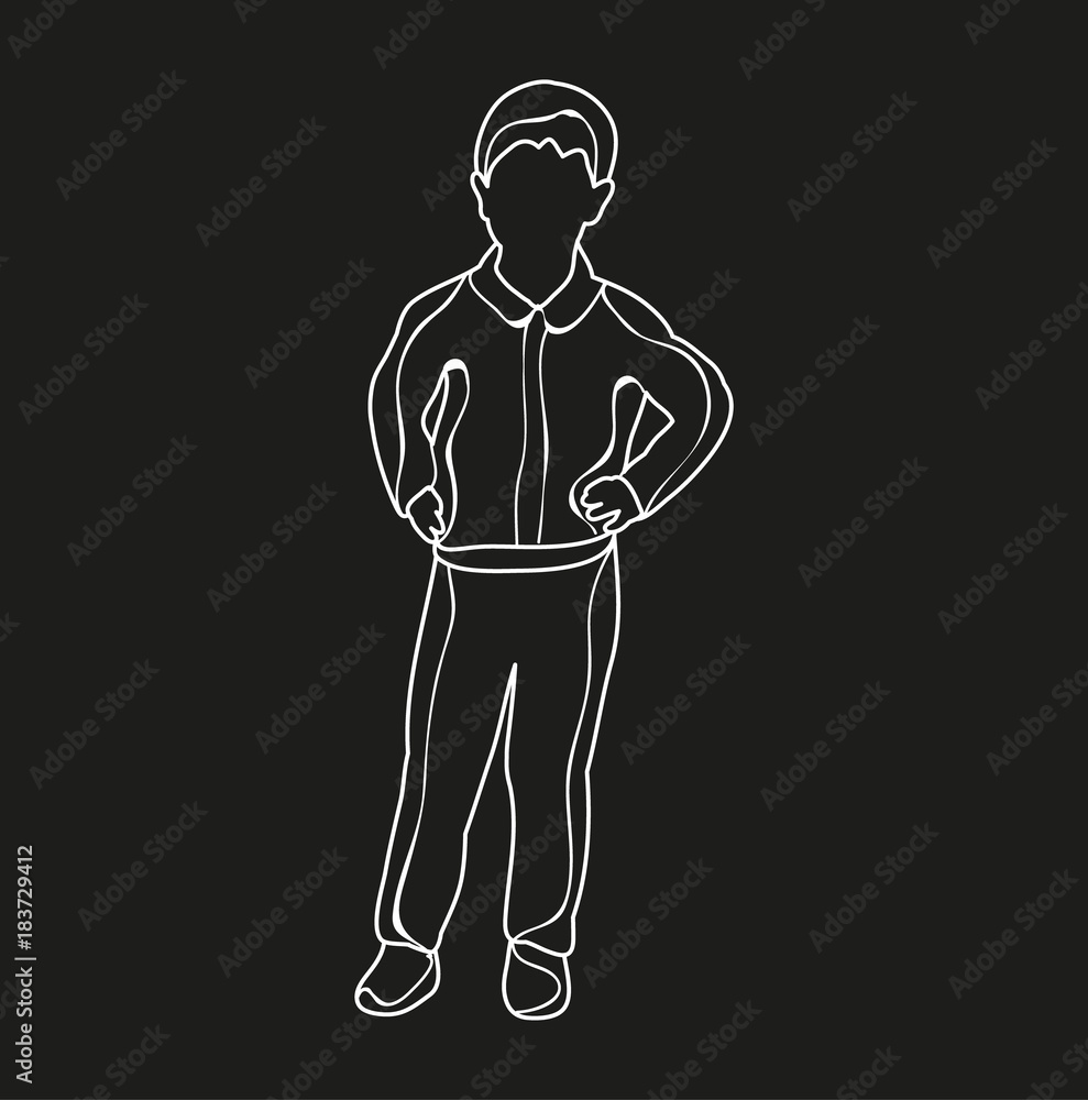 Fototapeta premium sketch of a boy on a black background