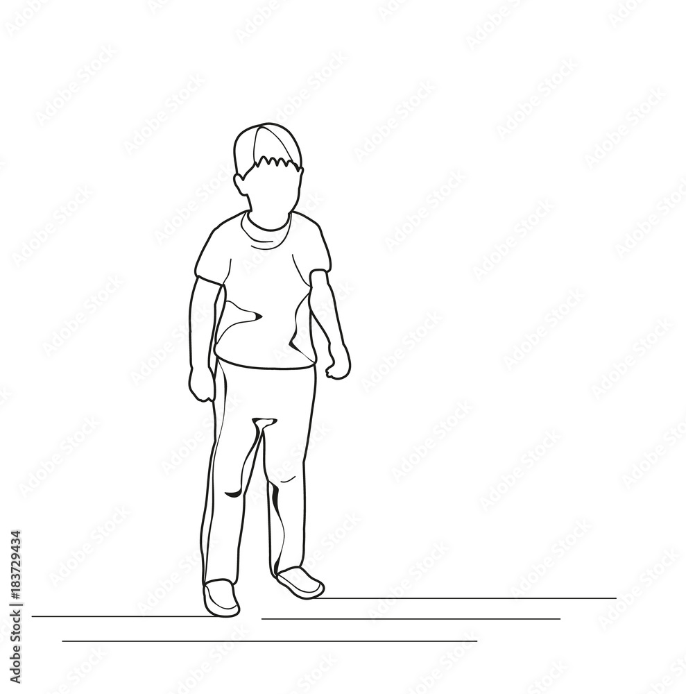 sketch of a boy on a white background sketch of a boy on a white background