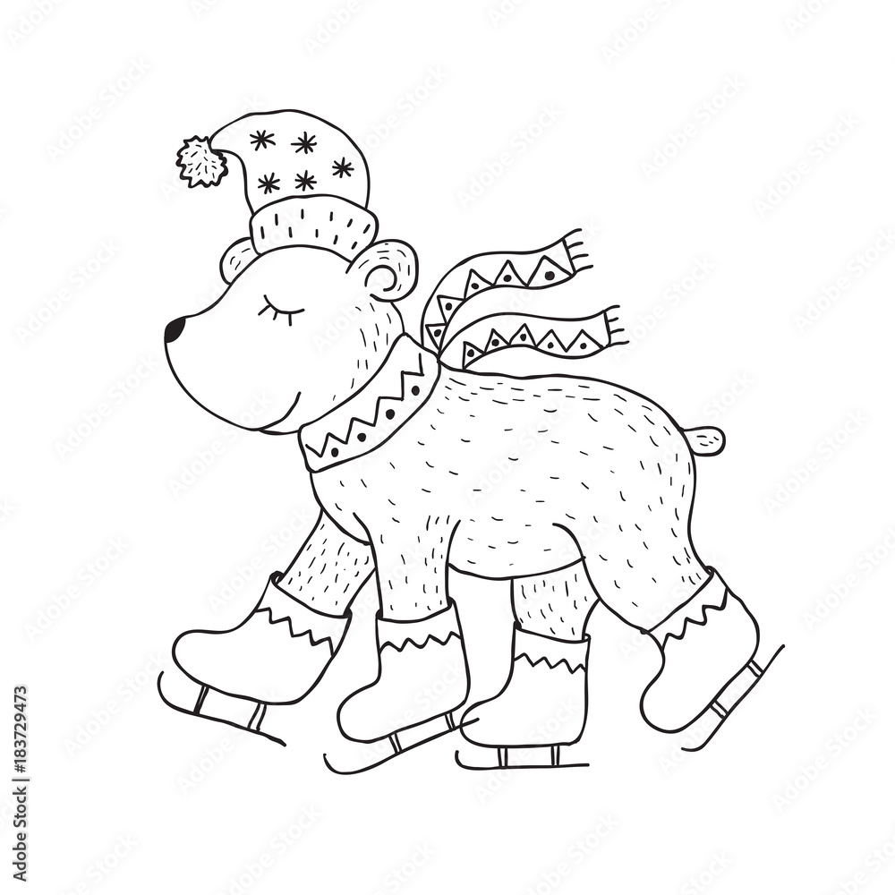 Obraz premium Funny polar bear. Nursery art. Minimalist scandinavian style.