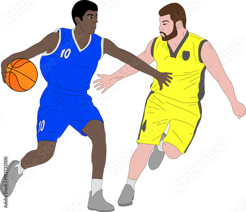 basketball players illustration - vector