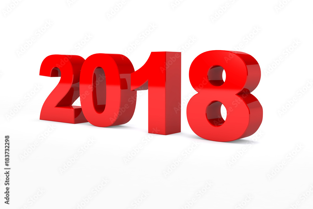 2018 3D in Red Color With White Background 2018 3D in Red Color With White Background