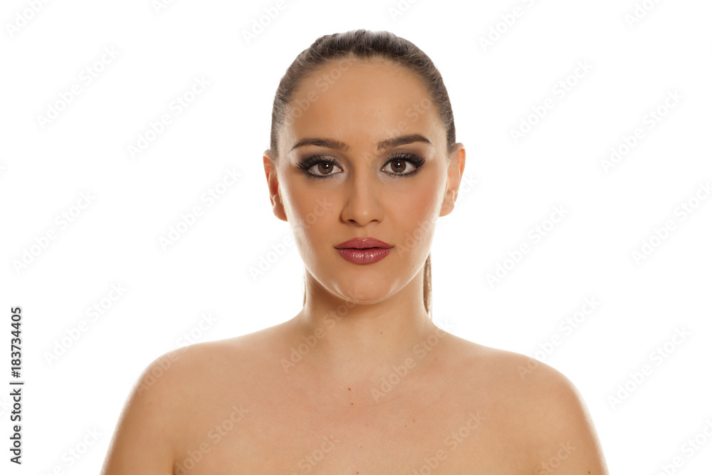 beautiful young woman posing on white background beautiful young woman posing on white background