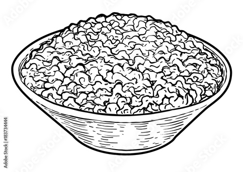 Minced meat illustration, drawing, engraving, ink, line art, vector