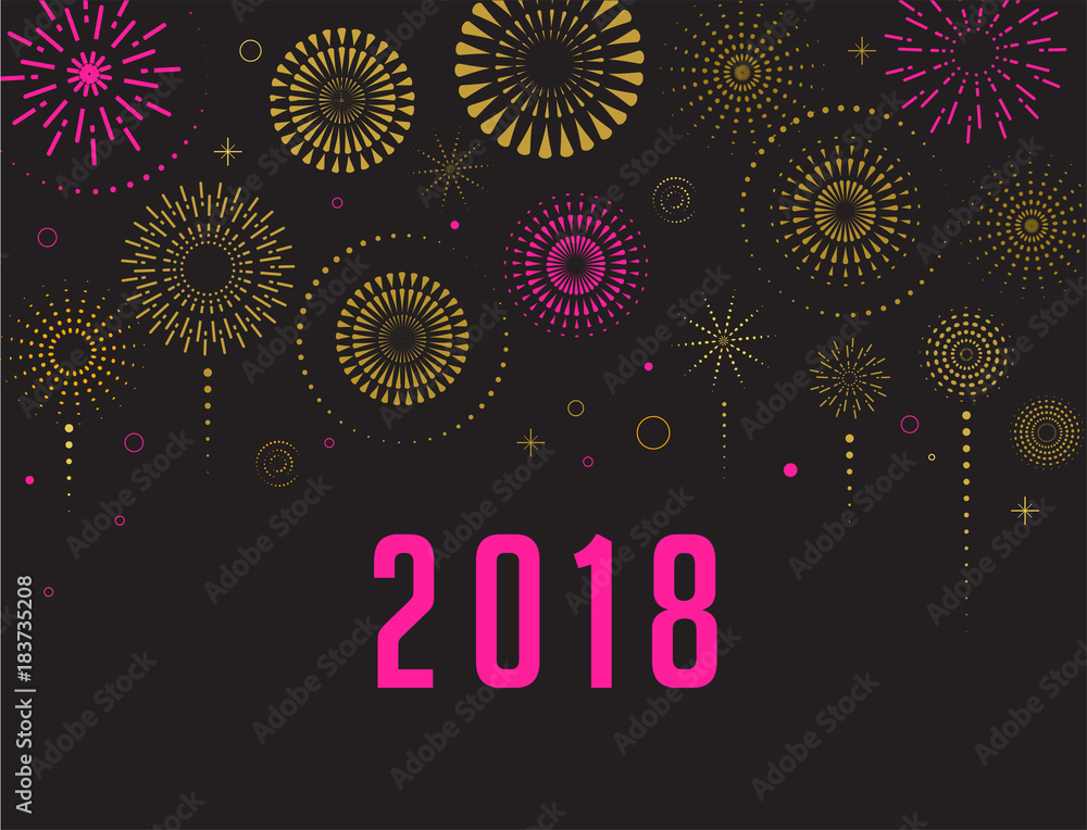 Happy New Year, banner, poster with fireworks Happy New Year, banner, poster with fireworks